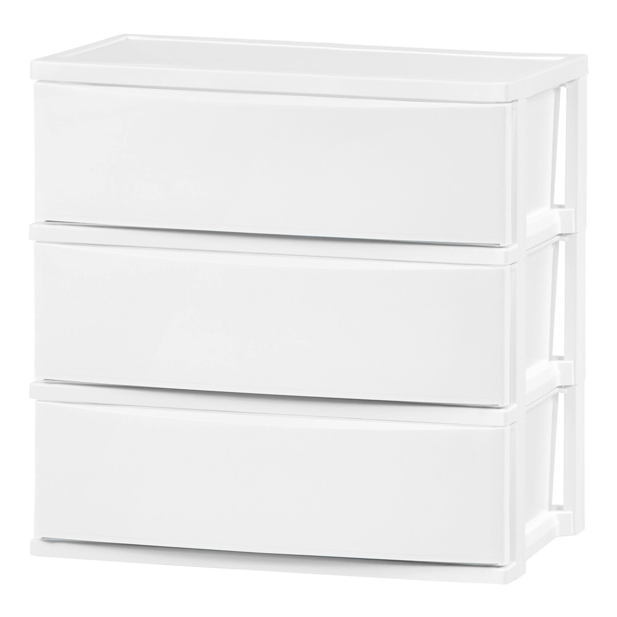 IRIS® 29.5qt. White Wide 3-Drawer Stacking Chests, 2ct.